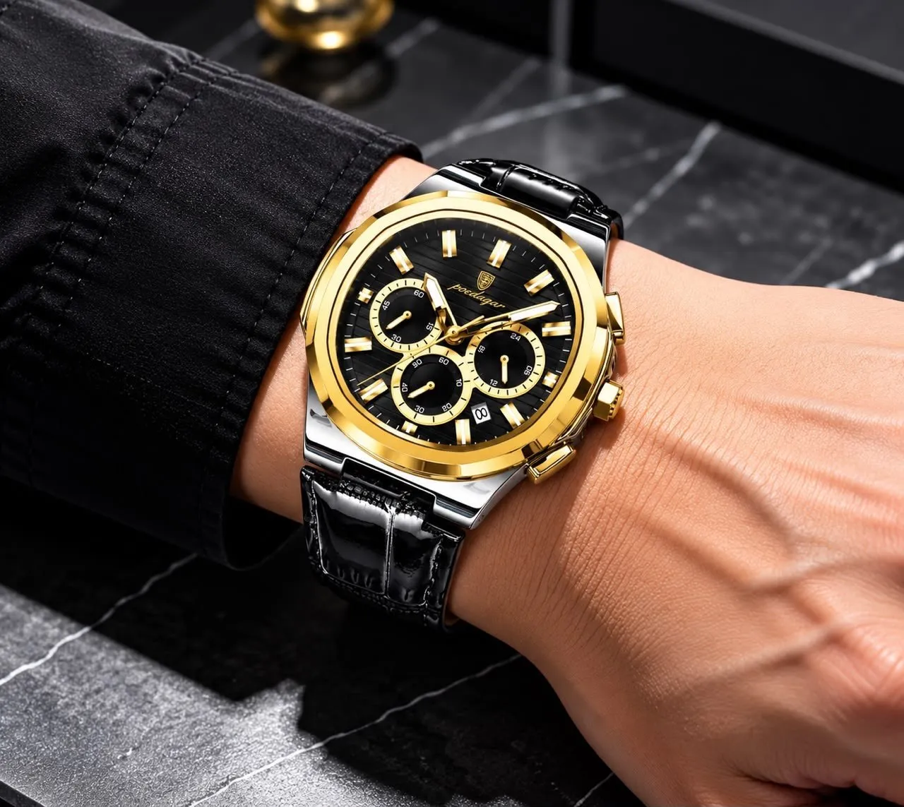 Men Comfortable Leather Strapped Wristwatch, photo 3