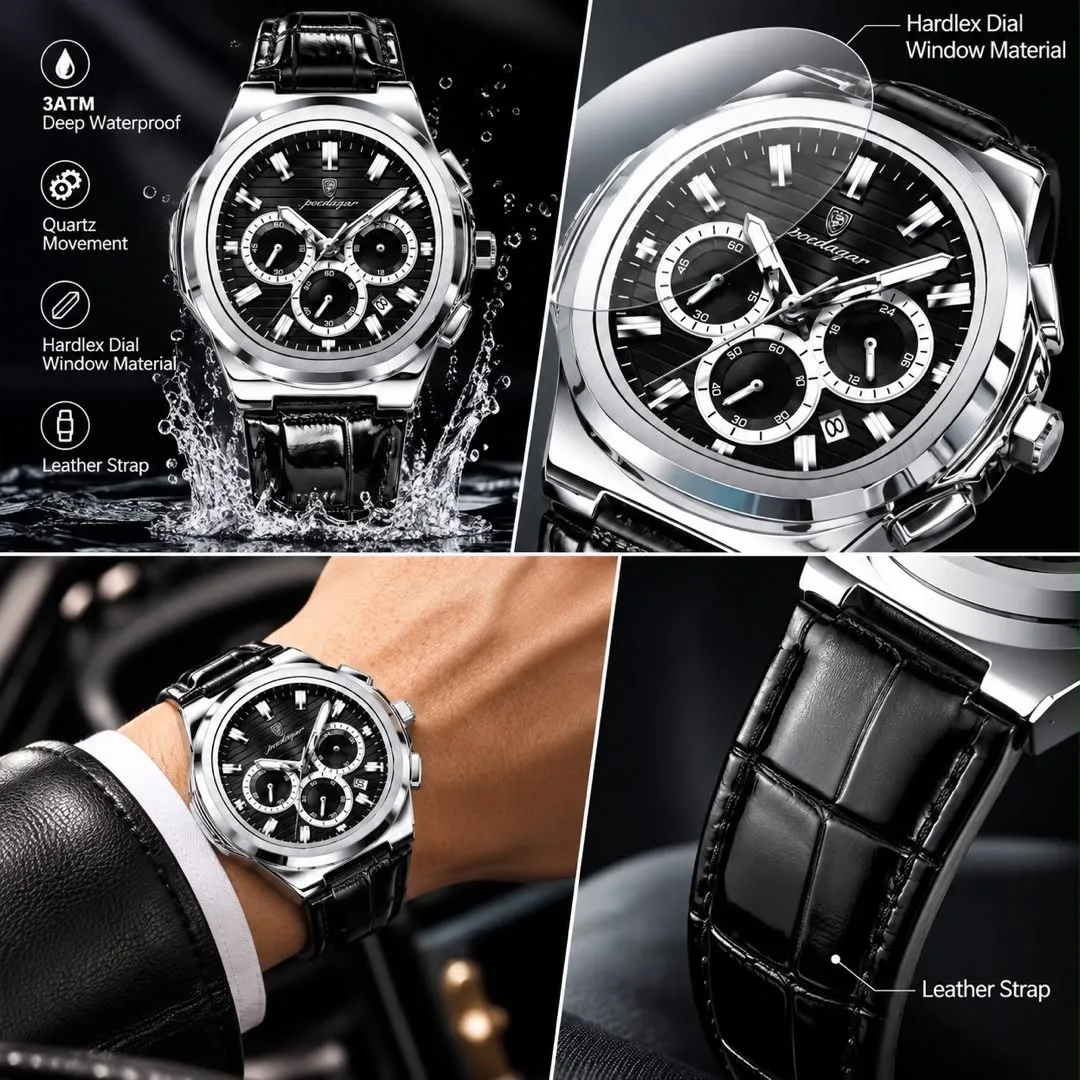 Men Comfortable Leather Strapped Wristwatch, photo 6