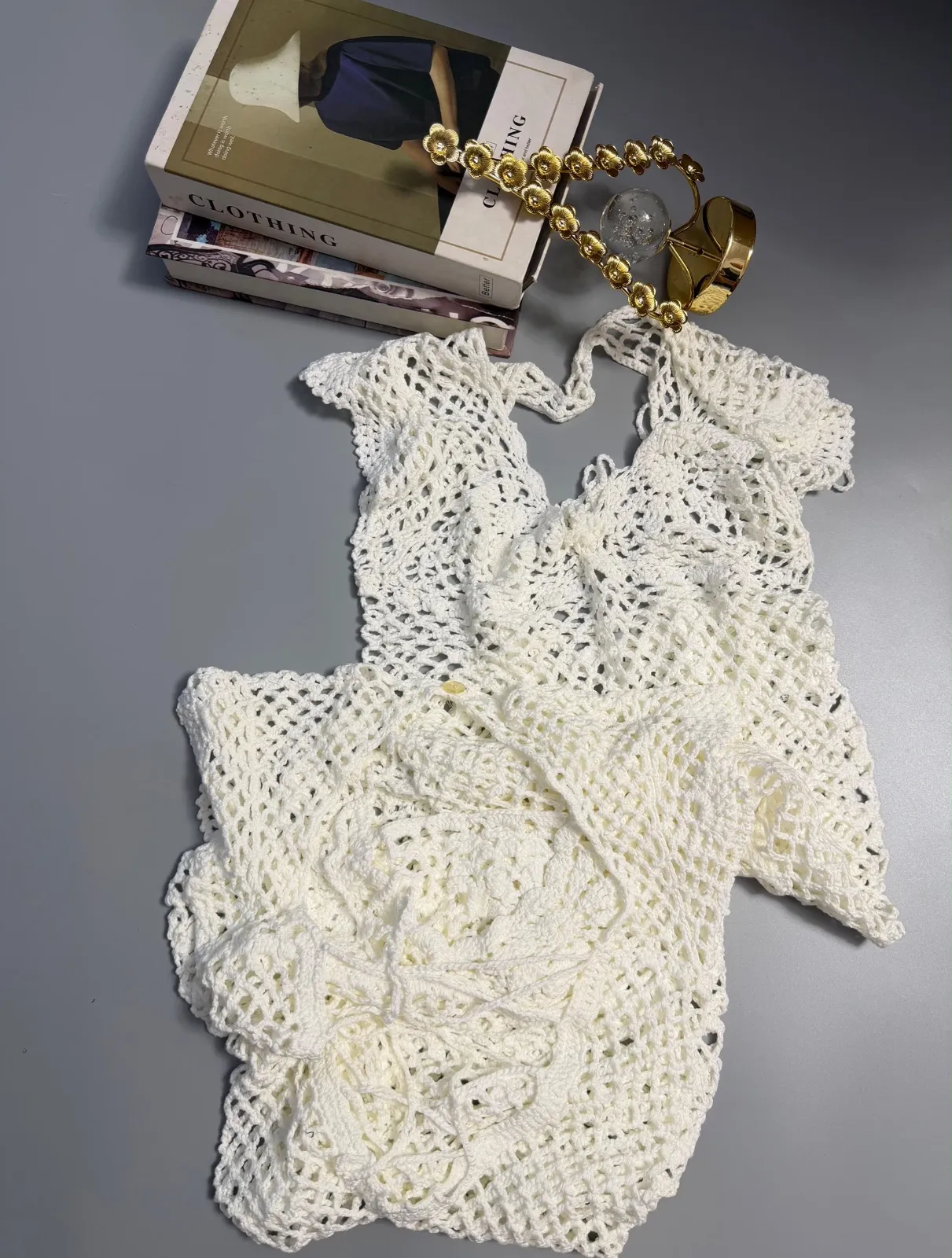 Backless Crochet x Deep V Strap Mini Dress, photo 4