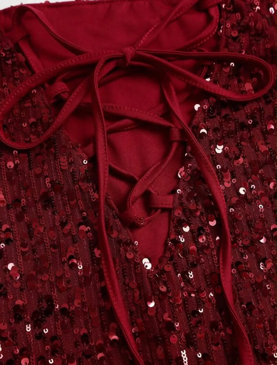 Chic Red Sequin Short Dress, photo 3