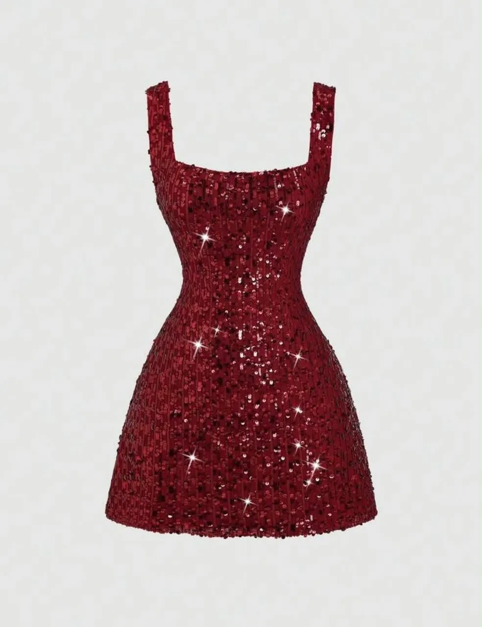 Chic Red Sequin Short Dress