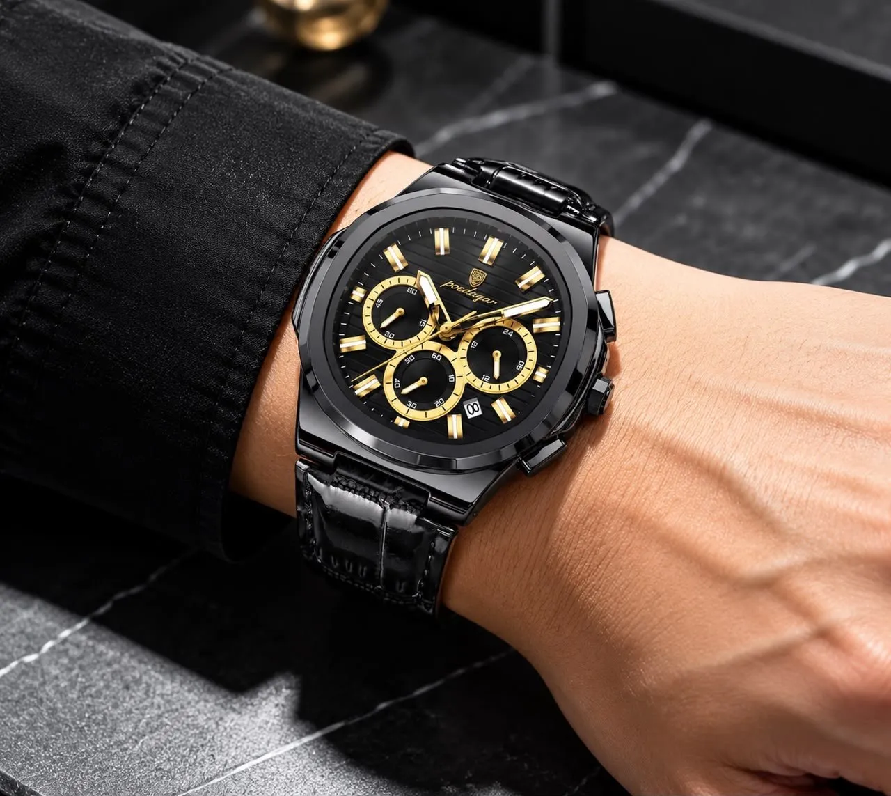 Men Comfortable Leather Strapped Wristwatch, photo 5
